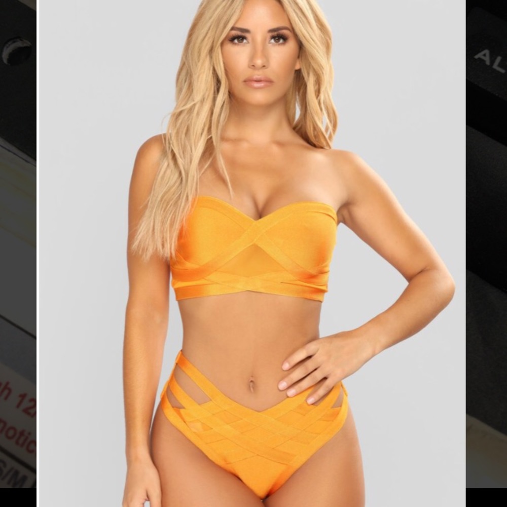 Orange bandage sexy bikini